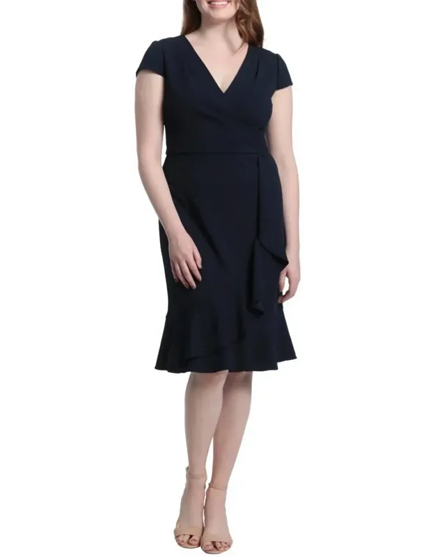 Ruffled Draped Skirt Sheath Dress