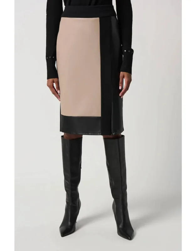 Bardot Heavy Knit And Faux Leather Pencil Skirt
