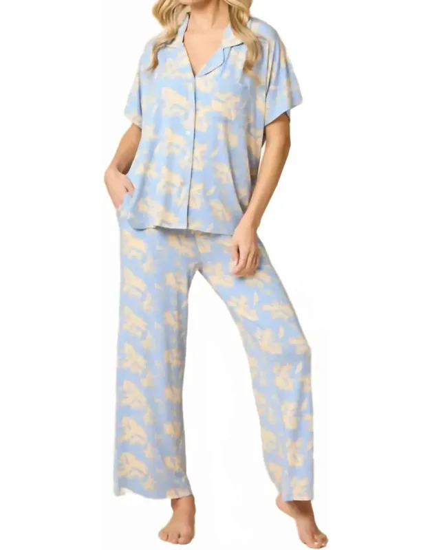 Caftan Top And Cropped Pants Set