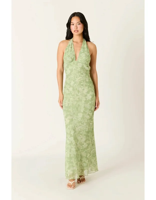 Colleen Halter Bias Cut Floral Maxi Dress