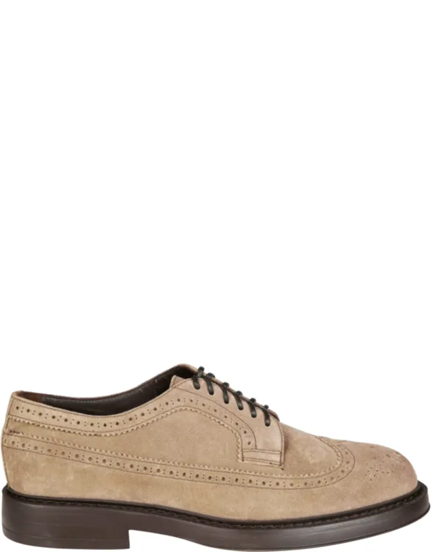 Wingtip Derby Shoes With Brogue Perforations