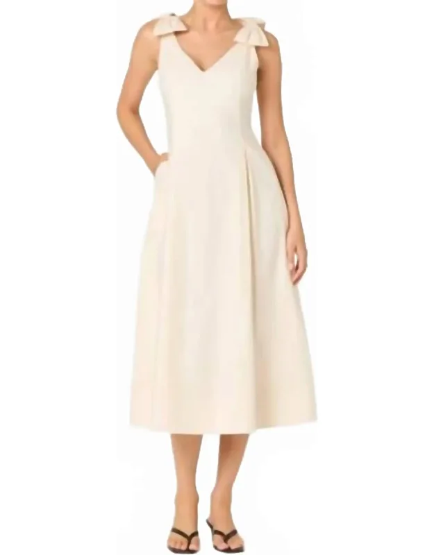 Linen Bow-strap Midi Dress