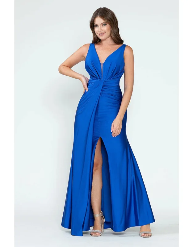Bridesmaid Dress V-neck Ruched Gown
