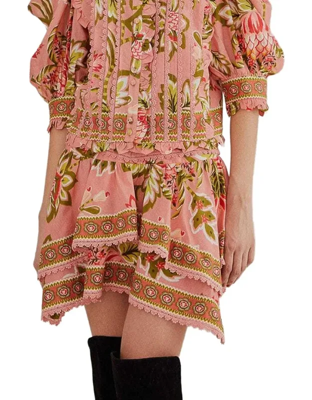 Skirt In Aura Floral Soft Pink 100% Cotton