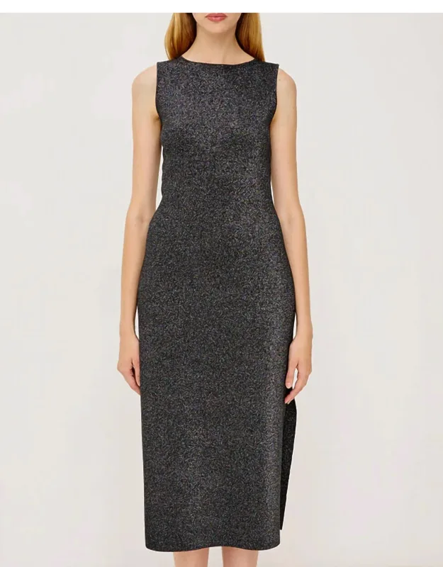 Alora Dress With Side Hem Slits And Sculpted Design