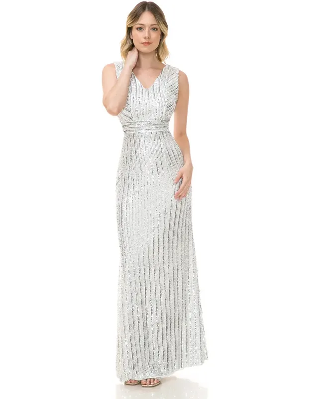 Formal Dress V-neck Sleeveless Sheath Prom Gowns