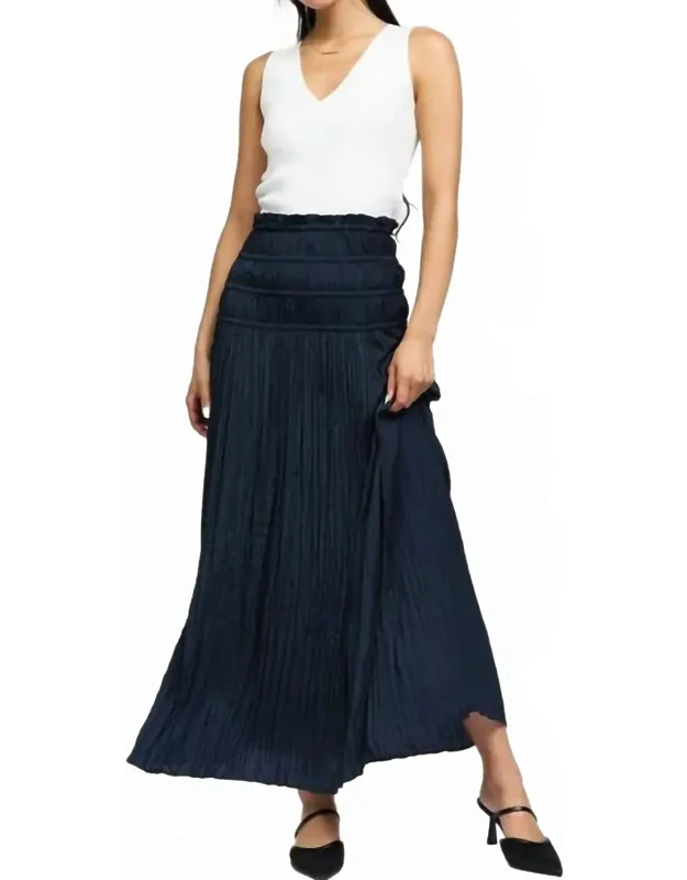 Crinkled Smocked Waist Maxi Skirt