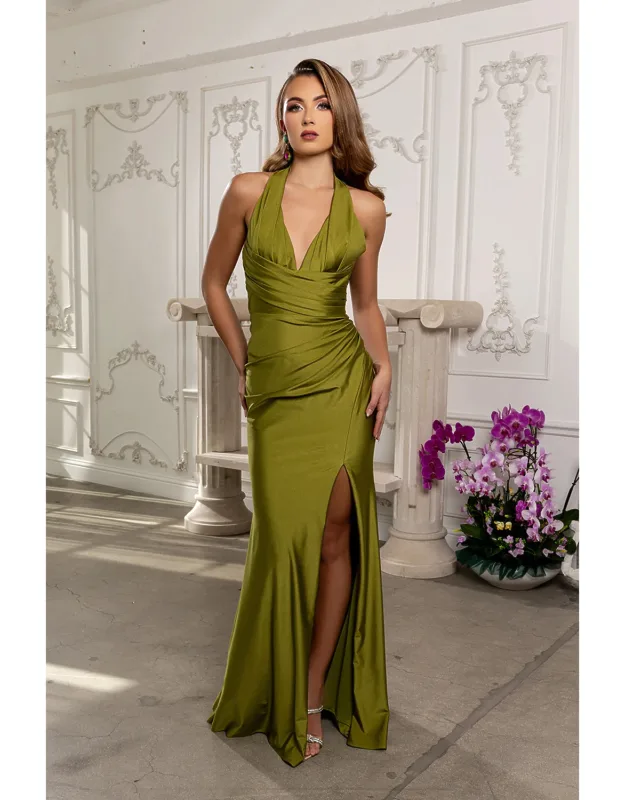 Sleeveless Ruched Sheath Evening Gown With Train