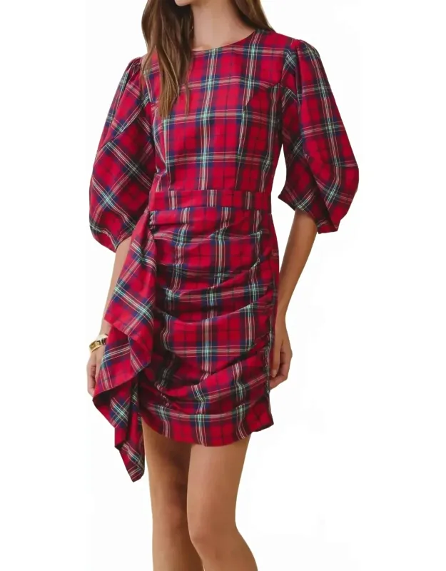 Puff Sleeve Cascading Mini Dress