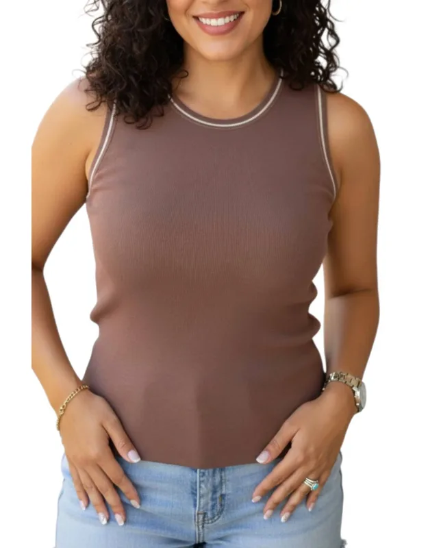 Contrast Line Sweater Tank Top