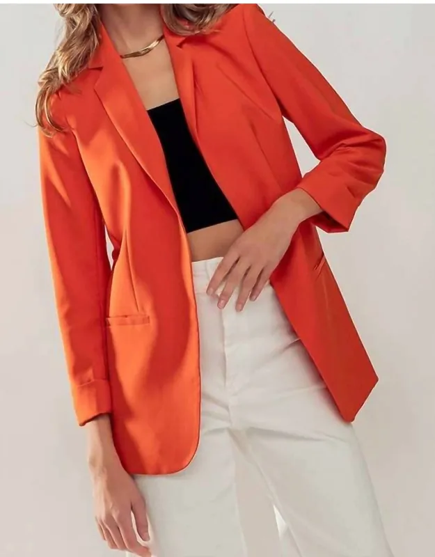 Simple Structured Blazer With Welt Pockets