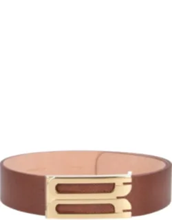 Textured Strap With Polished Gold-tone Buckle Belt