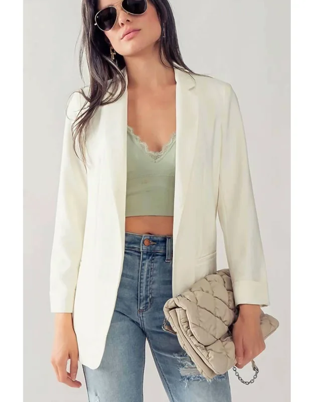 Simple Structured Blazer With Welt Pockets