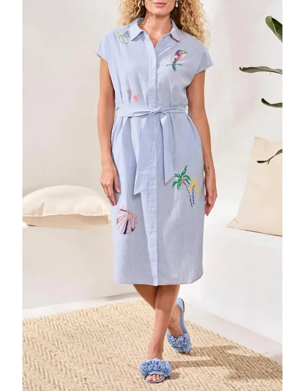 Embroidered Shirt Dress