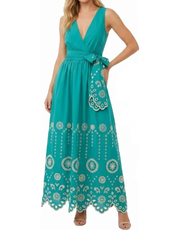 Eyelet Embroidered Sleeveless Maxi Dress