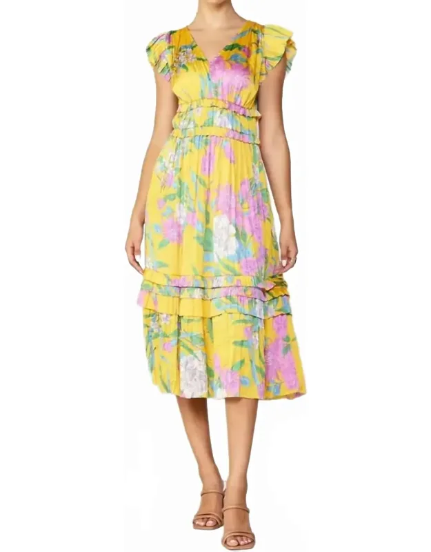 Floral Print V Neck Dress