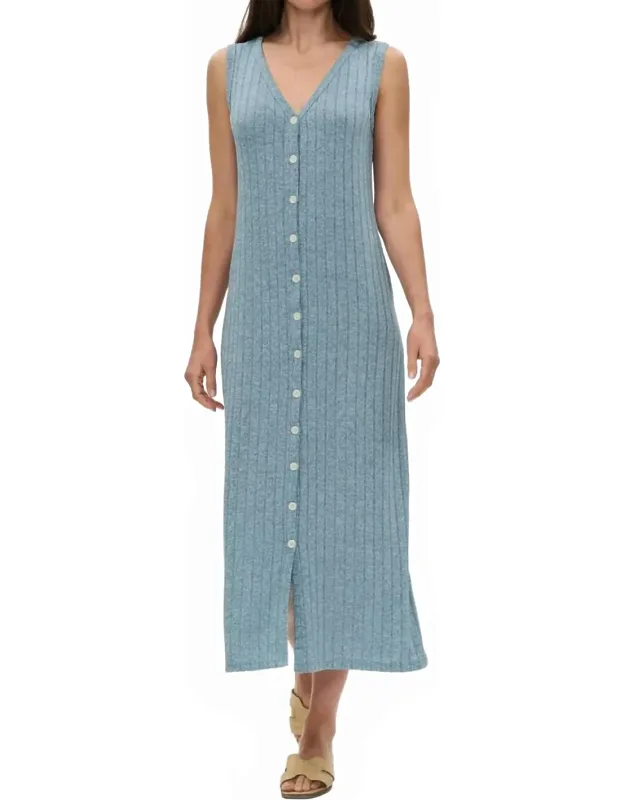 Ribbed Button Dress