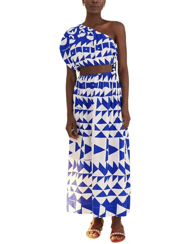 Linen-blend One Shoulder Maxi Dress