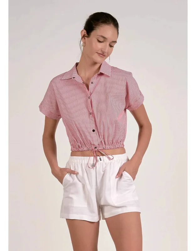 Maren Striped Button Snap Top