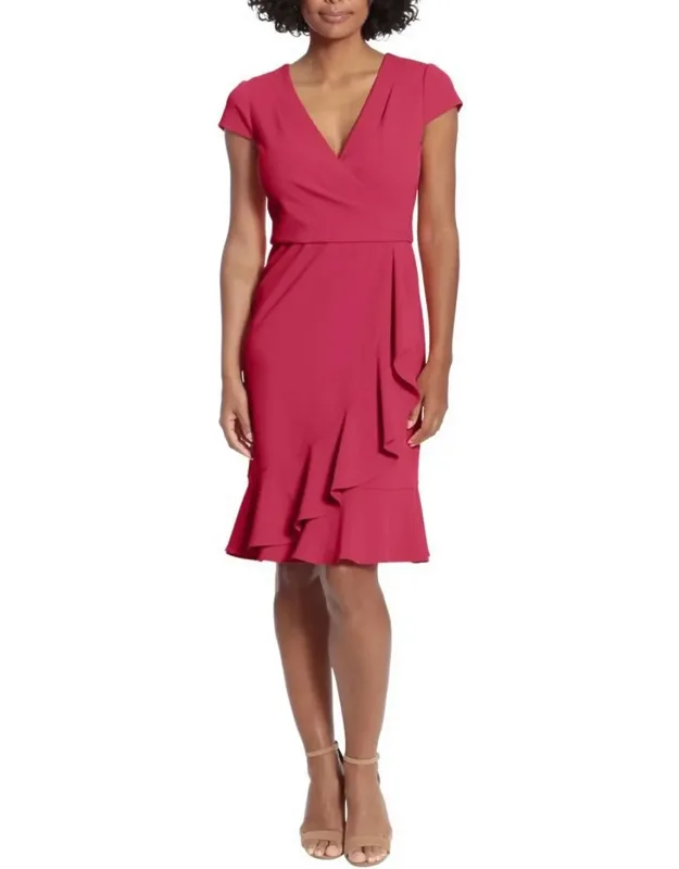 Ruffled Draped Skirt Sheath Dress