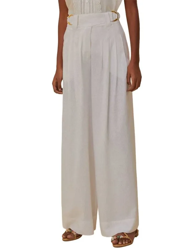 Linen-blend Low Waist Pants