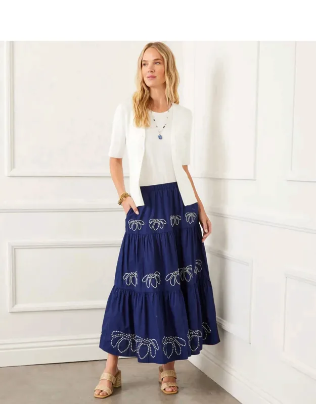 Embroidered Tiered Skirt