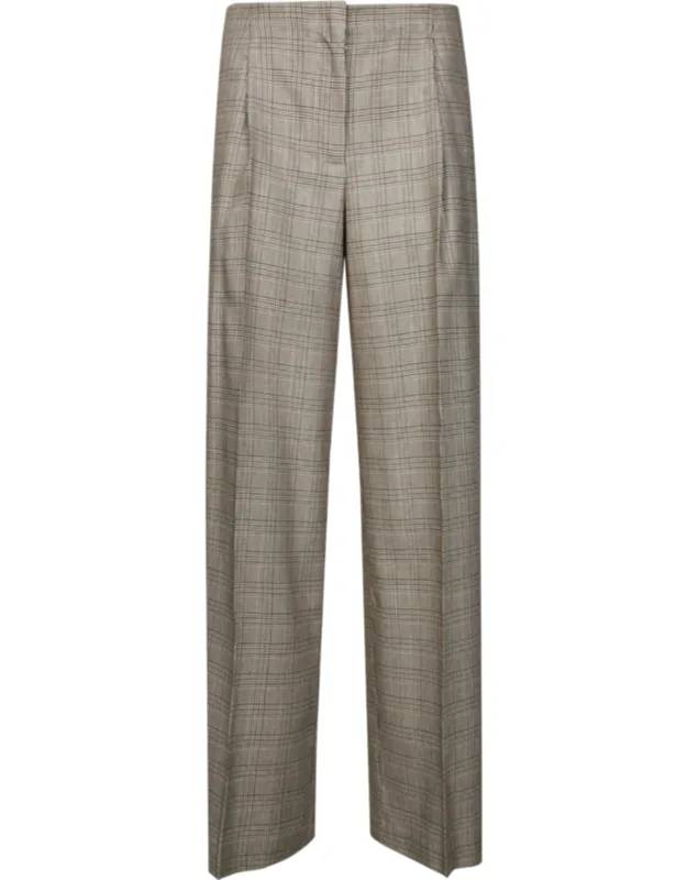 Low-rise Wide-leg Check Trousers
