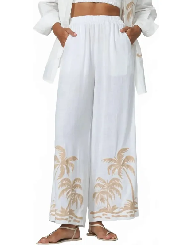 Wide Leg Embroidered Pants