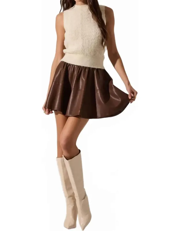 Flared Faux Leather Skirt