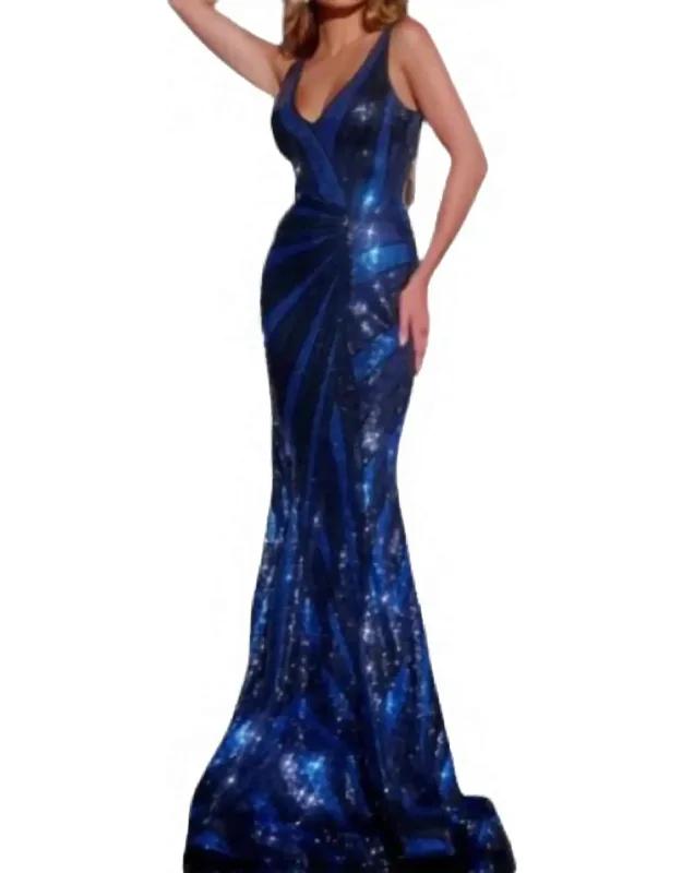 Stripe Pattern Prom Dress