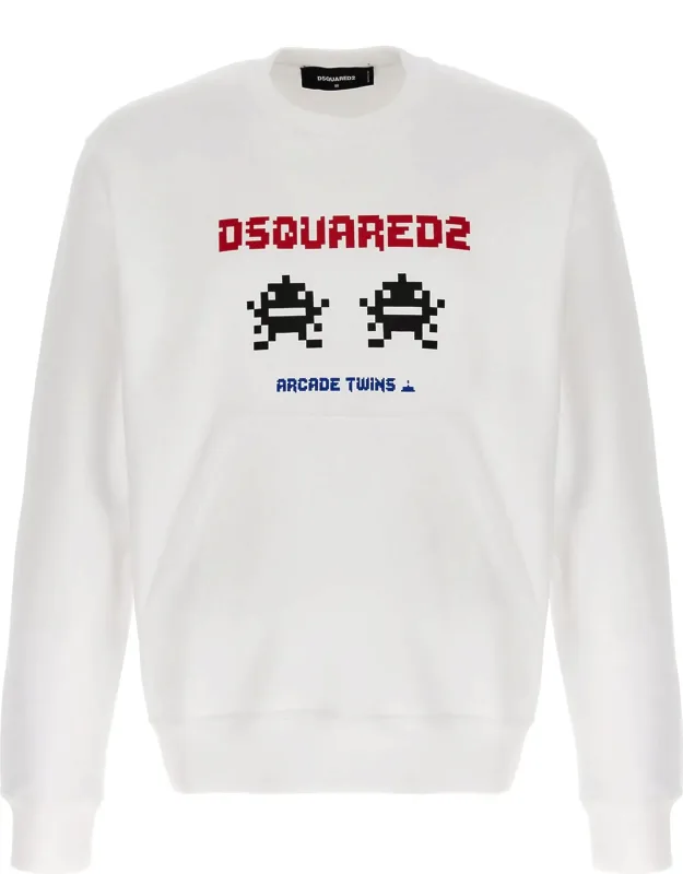 Dsquared² Cotton Sweatshirt With Kangaroo Pocket And Bold Logo Print