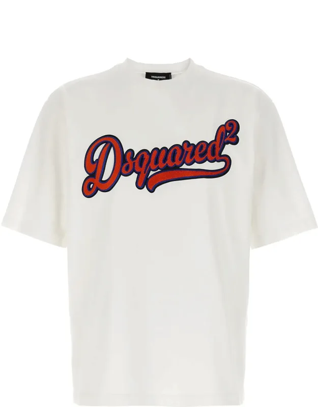 Dsquared² Cotton T-shirt With Embossed ‘sponge Patch' Print