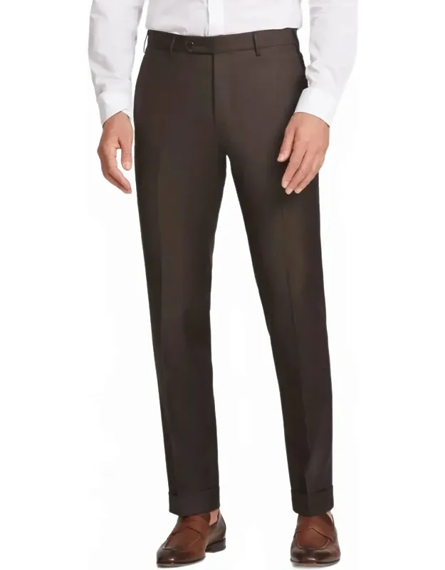 Flat Front Sharkskin Wool Trousers