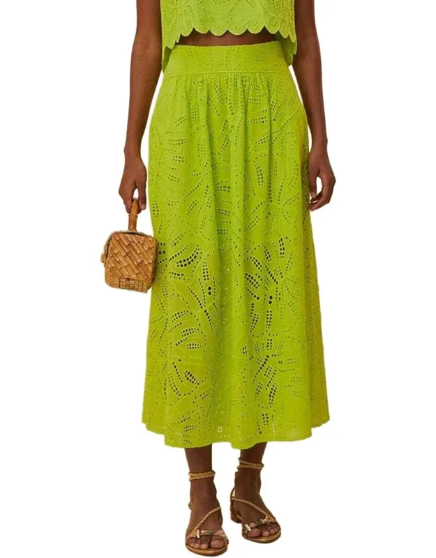 Monstera Eyelet Maxi Skirt