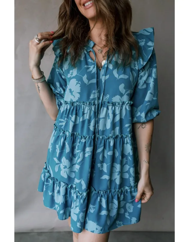 Half Tiered Ruffle Mini Dress