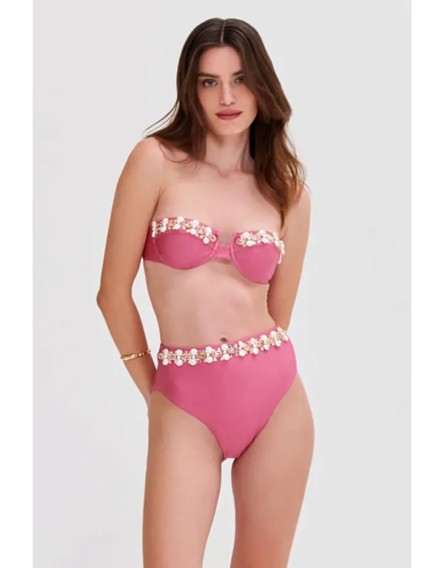 Seashell Lycra Embroidered Bikini Bottom