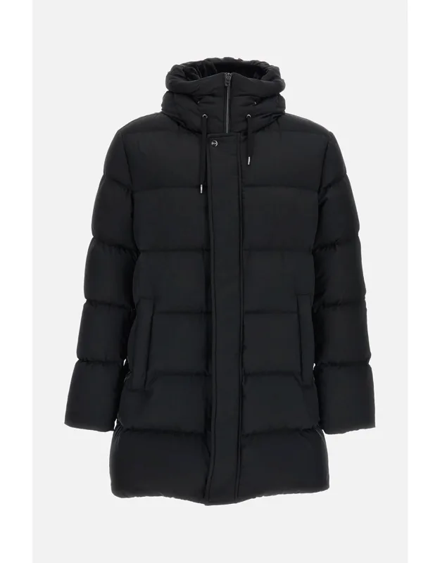 Down Jacket With Removable Eco-fur Collar And Adjustable Drawstring Hood