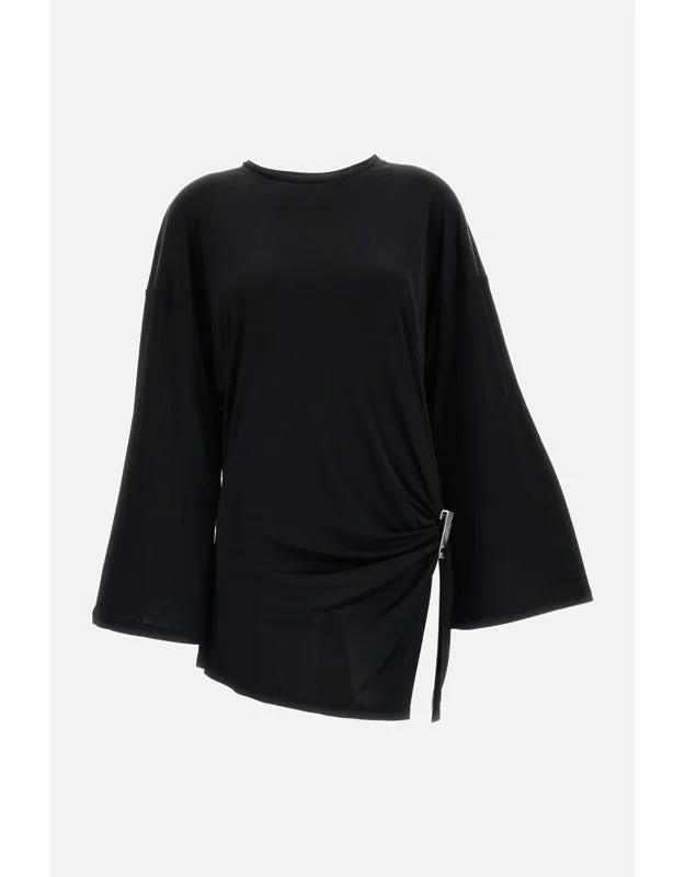 Mini Dress With Long Sleeves, Ruched Front Silhouette