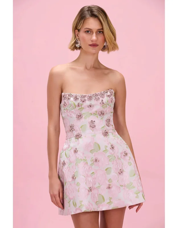 Garden Jacquard Embroidered Mini Dress