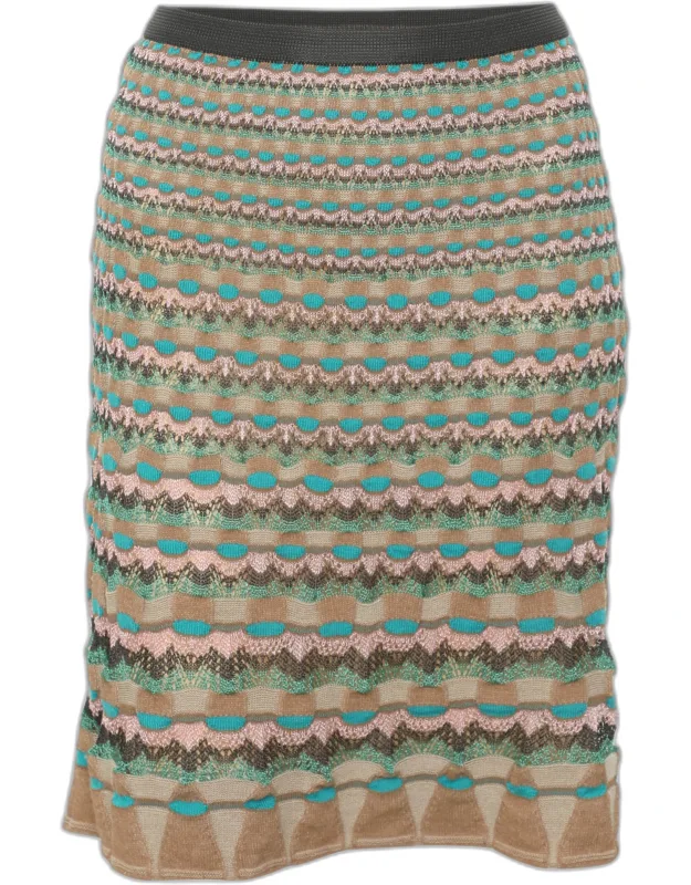 Multicolor Printed Patterned Knit Mini Skirt