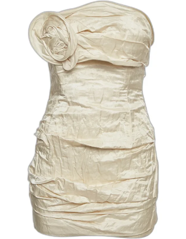 Satin Floral Applique Mini Dress