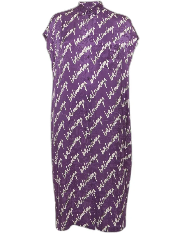 Scribbled Silk Jacquard Rawcut Dress