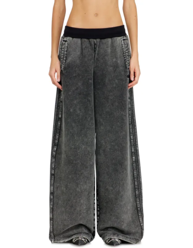 Wide Pants In Washed Cotton With Side Bands