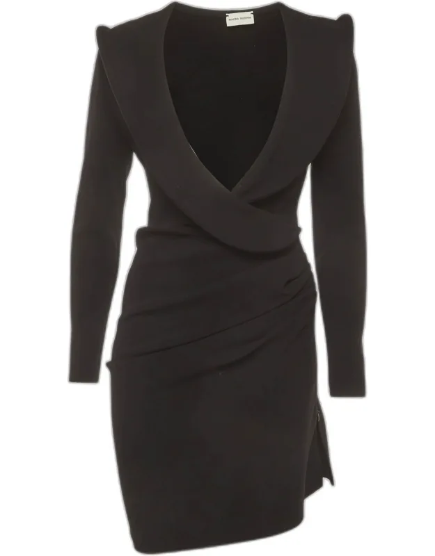 Jersey Wrap Effect Ruched Mini Dress