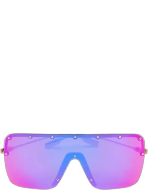 Iridescent Studded Shield Sunglasses