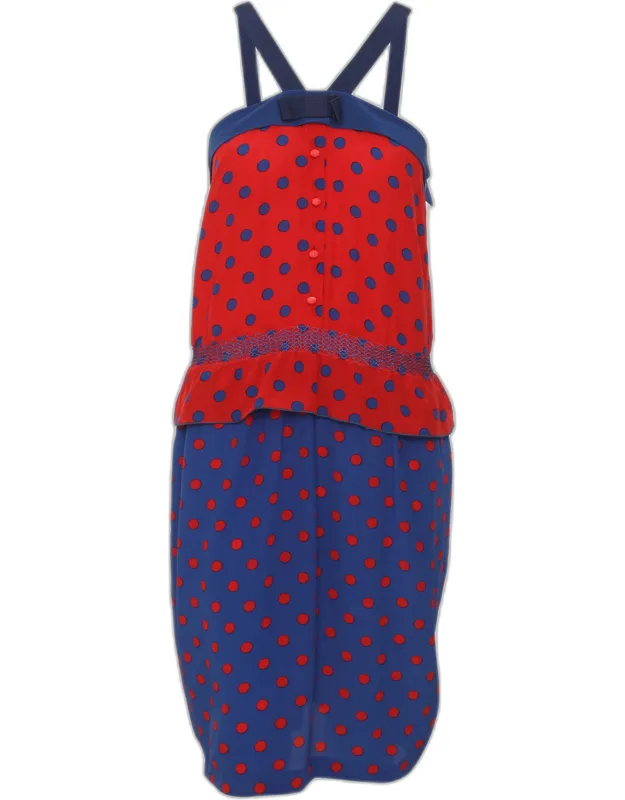 Polka Dot Crepe Sleeveless Knee Length Dress