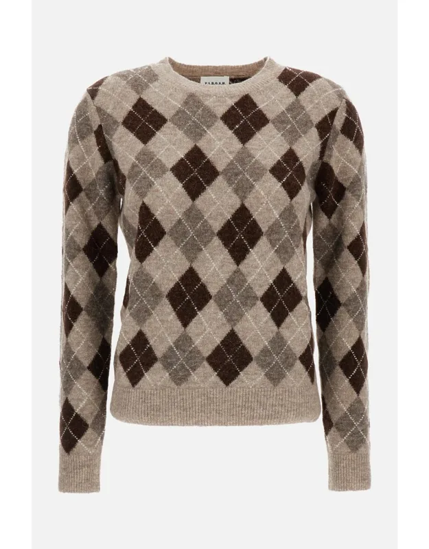 Plaid-knit Sweater