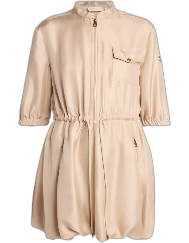 Silk Twill Mini Shirtdress