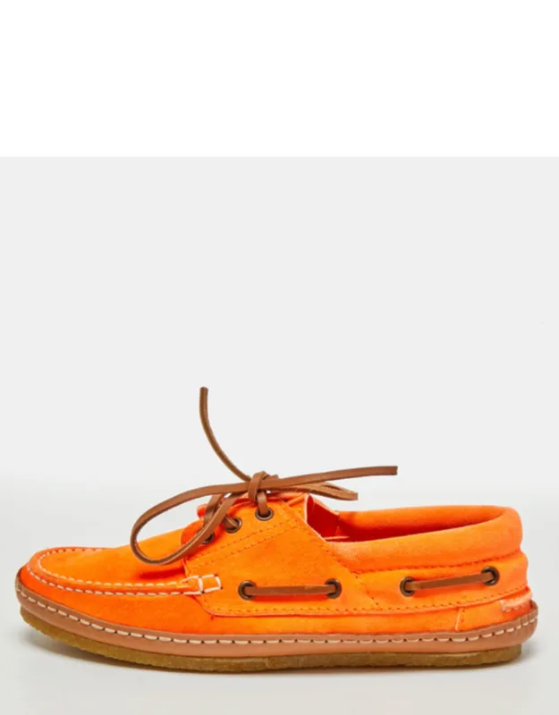 Fluo Orange Suede Round Toe Boat Shoes