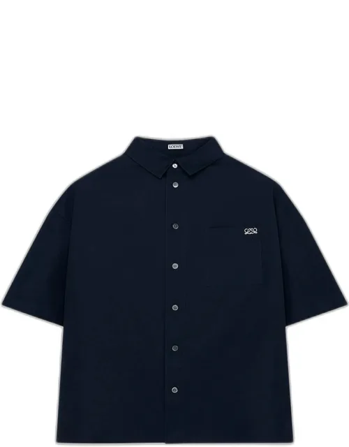 Short-sleeve Heavy Cotton Button-front Shirt